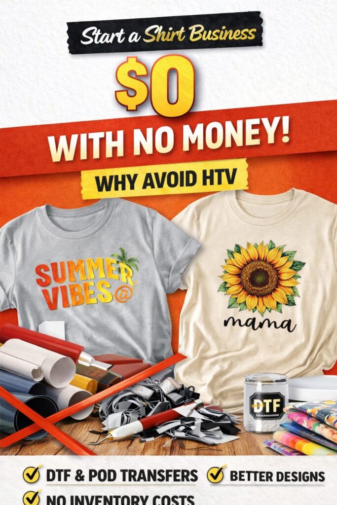 Shirt Business with $0, DTF business, DTF vs HTV, DTF vs Cricut, shirt business
