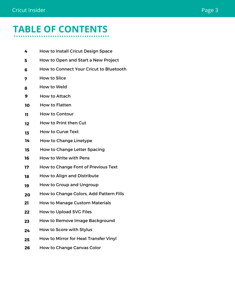 Cricut Cheatsheets