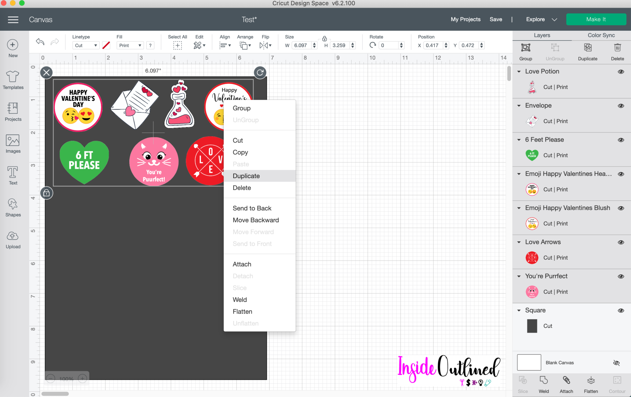Cricut Stickers Valentine’s Day Edition InsideOutlined