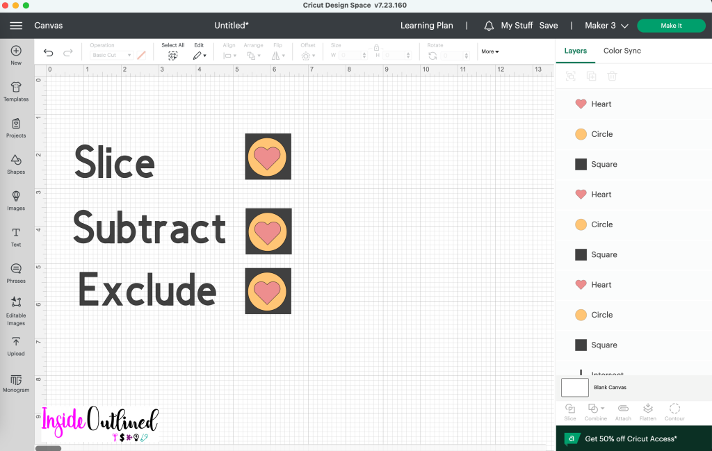 Cricut Design Space Updates - Cricut Design Space Combine Tools - How to Slice, How to Subtract, How to Exclude