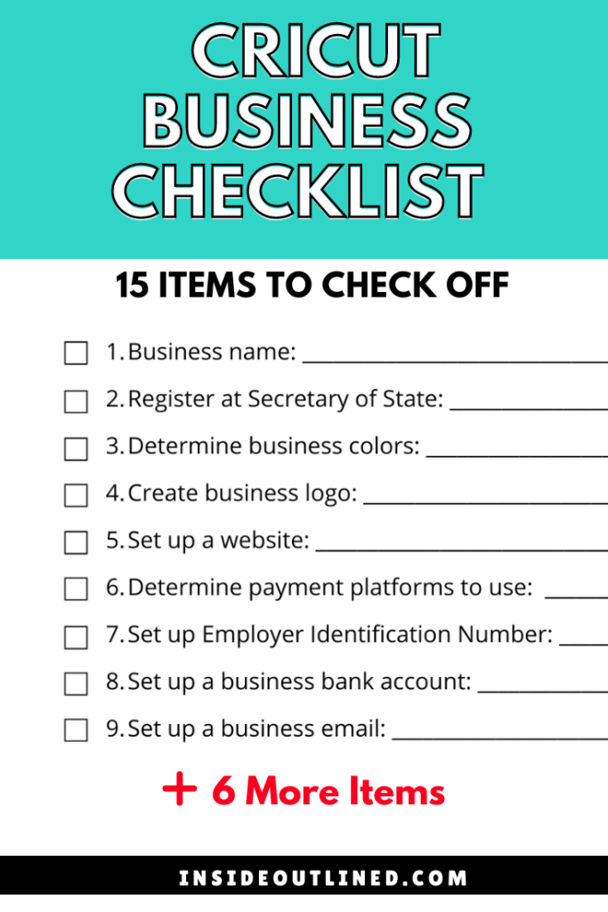 Use the 15 steps as your Cricut Business Checklist. Get the Free PDF.