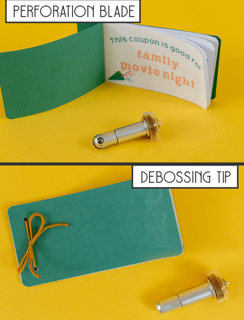Practically Functional using-the-cricut-maker-perforation-blade-and-debossing-tip-to-make-a-birthday-coupon-book